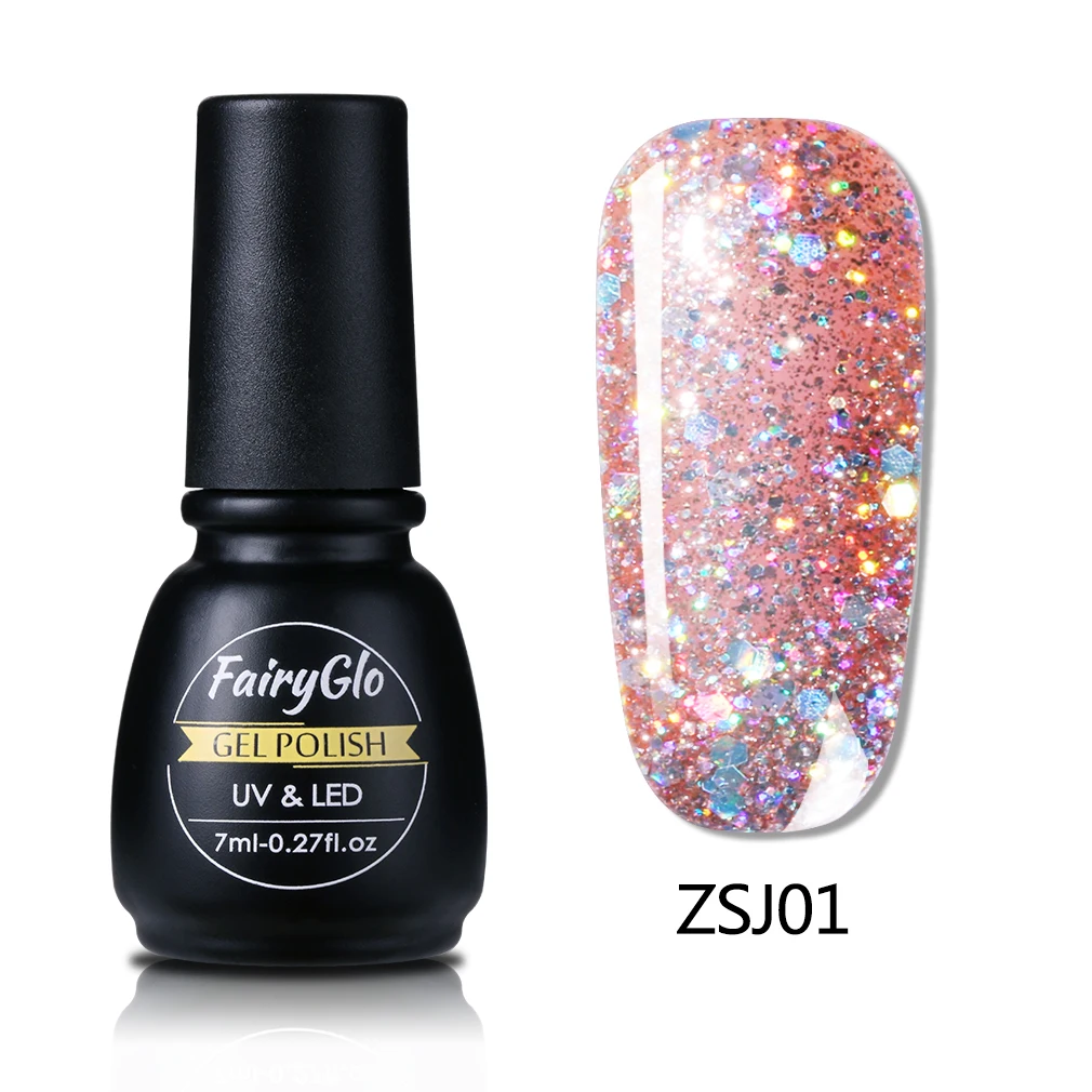 FairyGlo 7 мл Алмазный УФ-гель для ногтей длинный последний Гибридный Гель-лак краска Лаки лак для ногтей замочить от полупостоянного - Цвет: ZSJ01