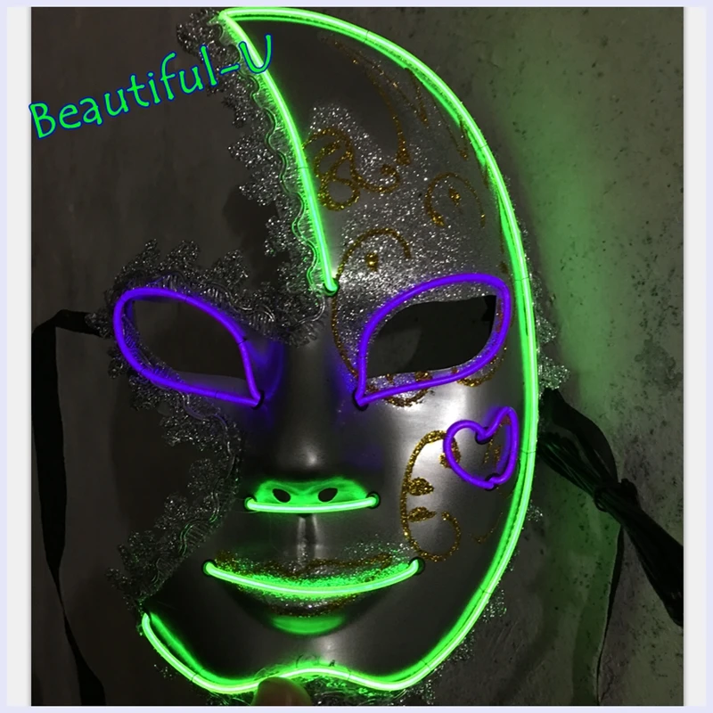 EL mask Light Up Macabre Clown LED flashing Mask for Halloween party