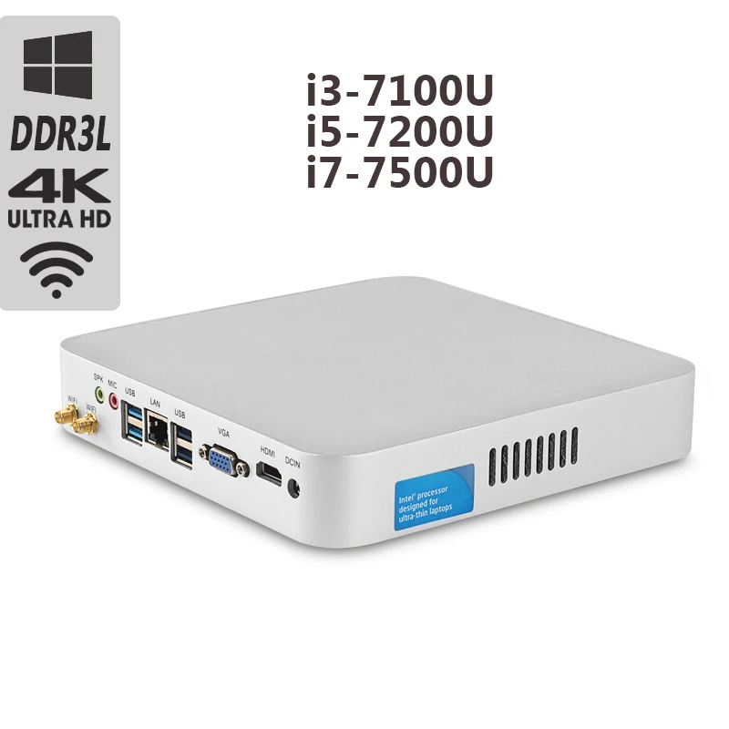 Intel Core CPU Mini PC i5 7200U i7 7500U Mini Computer Desktop i3 7100U Cooling Fan Windows 10 8gb Ram 4K Computer