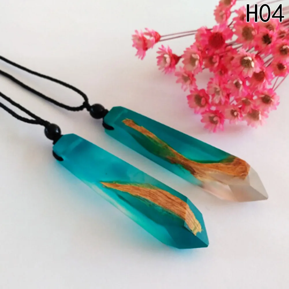 

1pc Handmade Resin Wood Necklace Women Men Long Rope Sweater Chain Necklace Wooden Necklace Pendants Jewelry