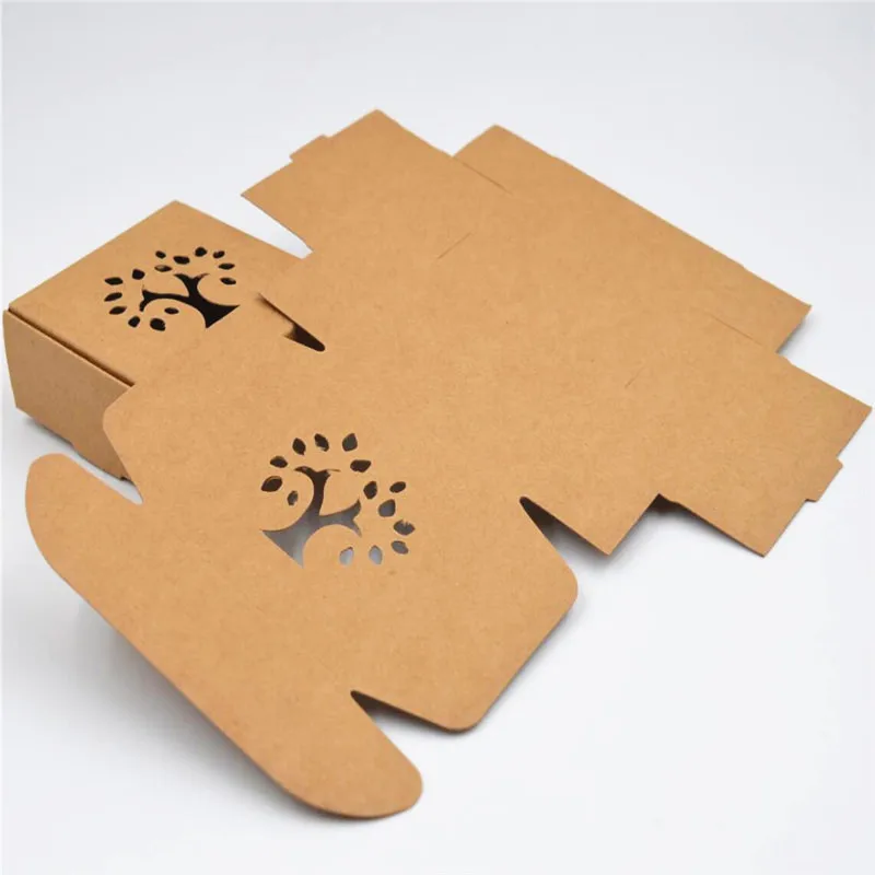 

Wholesale Tree Window Brown Kraft Paper Box, Carton for Gift, 10pcs/lot Jewelry Gift Packing Box Small Size
