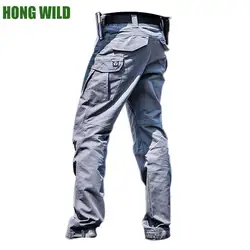 HONG WILD Lightning брюки мужские военные качество мульти-карманы плед непромокаемые тактические брюки штаны-карго 3 цвета