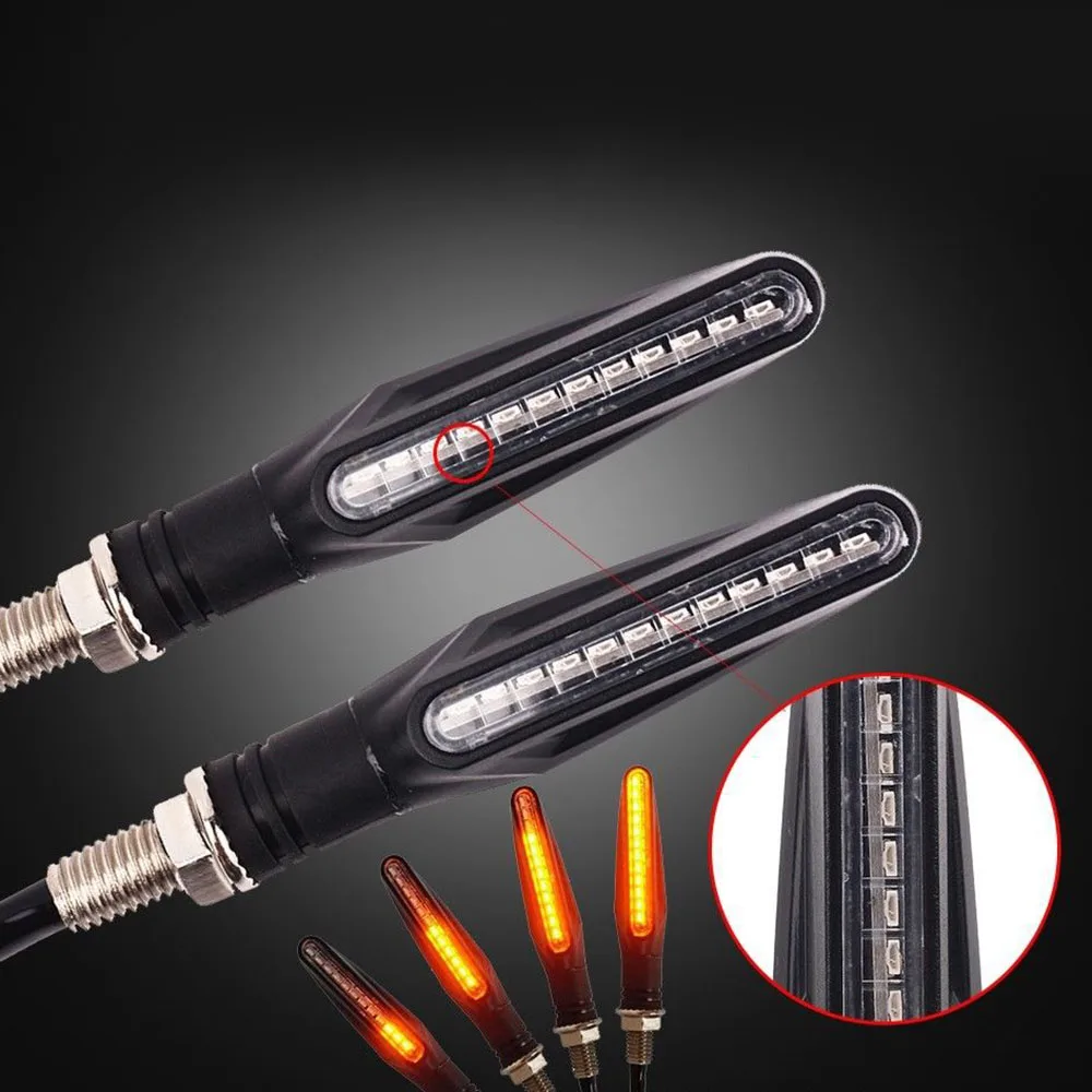 

4pcs Universal Running Water Flicker LED Motorcycle Direction Indicator Turn Signals Flexible Light Lamp