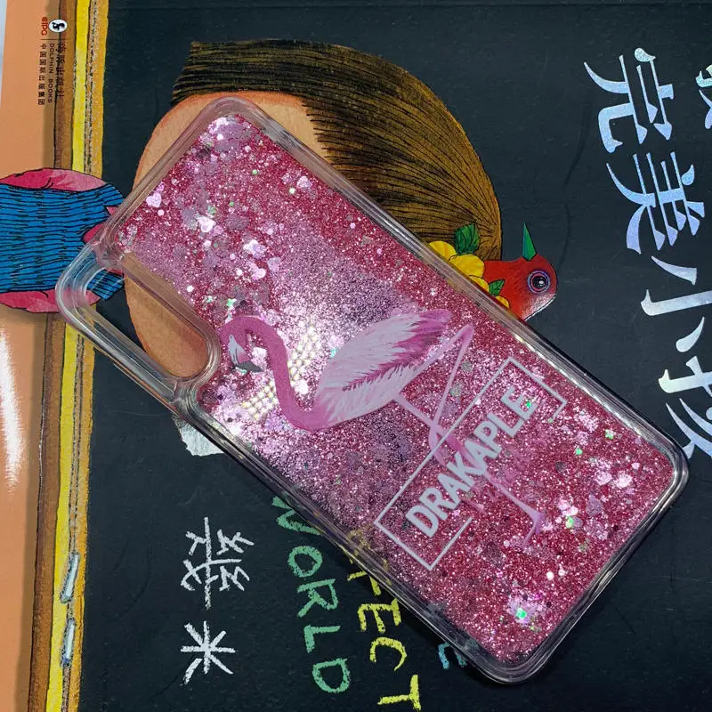 Flamingo Flower Bling Glitter Liquid Clear Soft Case Cover on sfor Samsung A30 A10 A20 A50 M10 M20 M30 A6 A8 A9S A7 2018 Coque   (1)