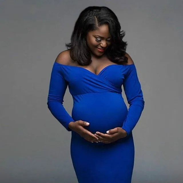 Maternity Dresses For Photo Shoot Pregnant Clothes Baby Shower Dress Maternity Dresses For Photo Shoot Pregnant Clothes Baby Shower Dress Long Sleeves Maxi V Neck Pregnancy