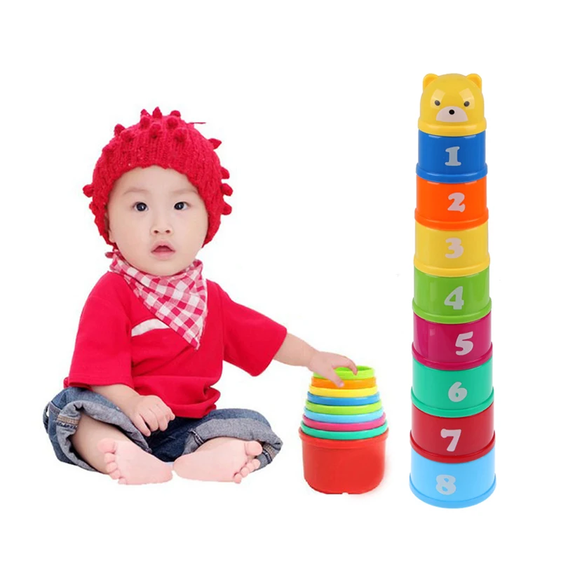 Дети Детские игрушки, смешные сваи чашка игрушки Детские ванны укладки до кучи башня количество Кубки подсчитать количество обучения