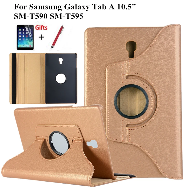 

360 Degree Rotating Case For Samsung Galaxy Tab A 10.5" T590 T595 T597 SM-T590 SM-T595 Cover Funda Tablet Stand Shell +Film+Pen