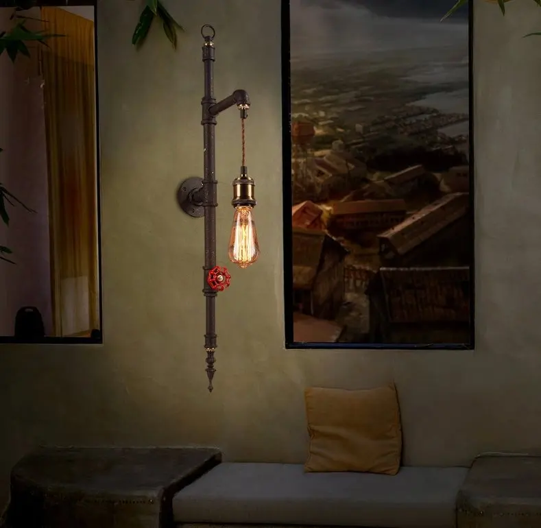 

Free shipping American retro nostalgia aisle wall bar lamp loft single head lamp of creative industry