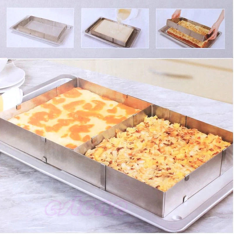 

Square Cake Mousse Cutter Stainless Steel Expandable Ring Adjustable Cake Mould Home Kitchen Bakery Baking Utensils Bakeware