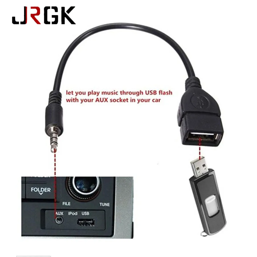 

JRGK USB 2.0 OTG To Jack 3.5 AUX Audio Converter Adapter Male To Female Aux Cables For Car MP3 Speaker Disk USB Flash Drive