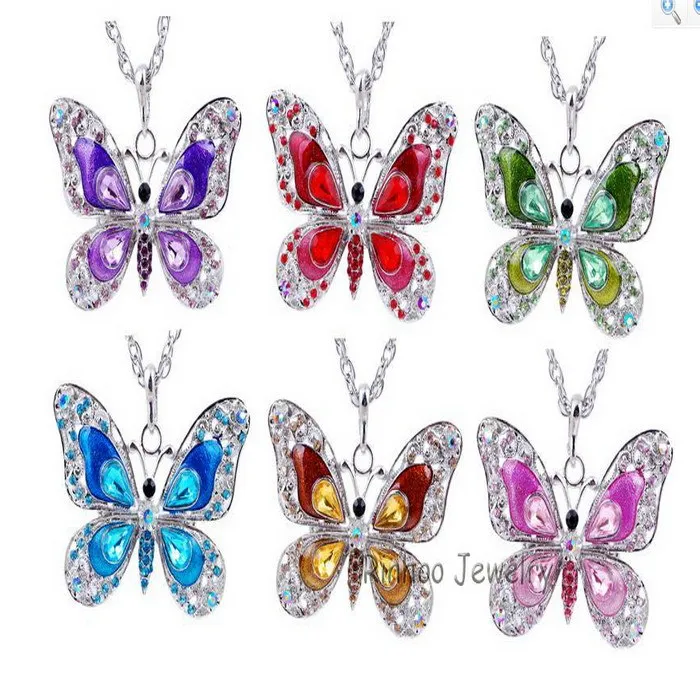 

6 colors Butterfly necklace women butterfly pendant necklace Dress Clothing Costume jewelry accessories