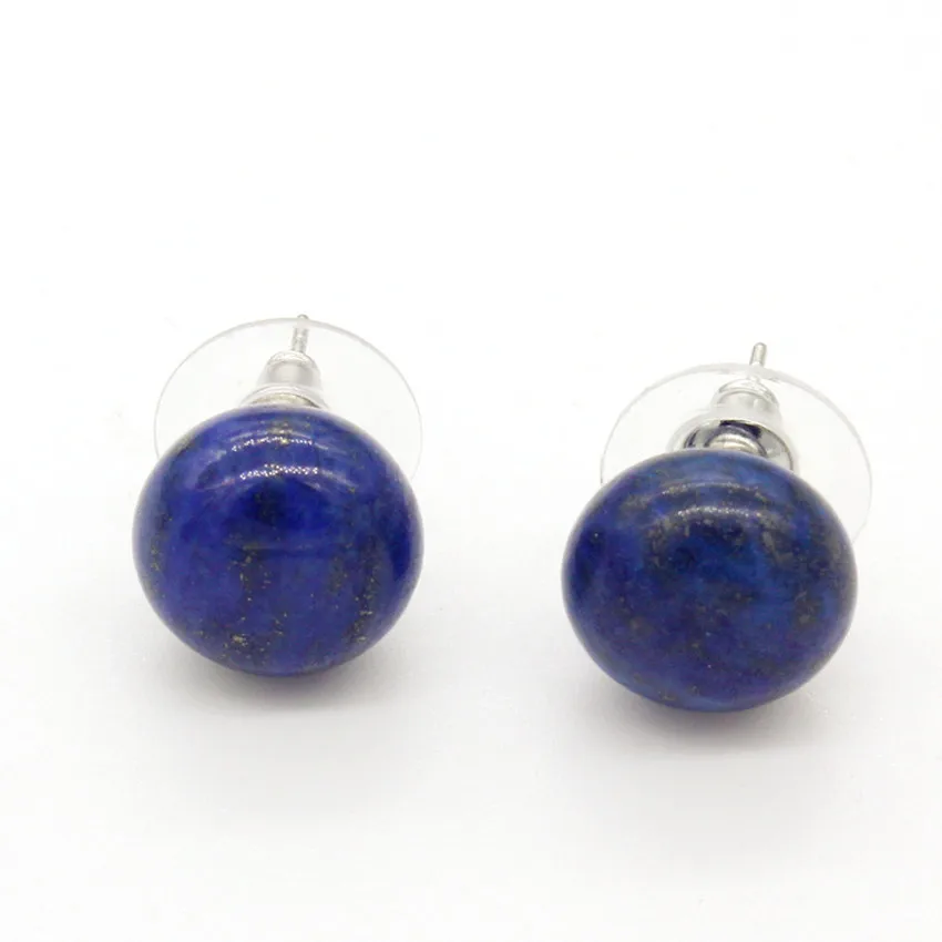 100-Personalizzato Unico 1 Pair Placcato Argento Lapis Lazuli Forma Di Pane Pietra Orecchini Con Perno Elegante Orecchino Delle Donne