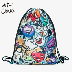 

Who Cares graffiti Chaos 3D Printing Men Gym Bags Mochila feminina Bolsos Sports Travel Schooldag Drawstring Bag Backpacks Women