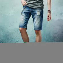 Прямые мужские рваные короткие джинсы BlueFashion, летняя мужская одежда, винтажные потертые джинсы до колена