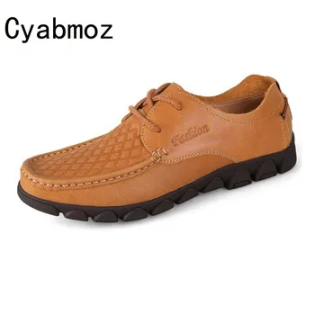 

2017 Genuine Leather Flats Shoes Men Oxfords Comfortable Men Shoes Soft leather Lace up Driving Casual Shoes Moccasins
