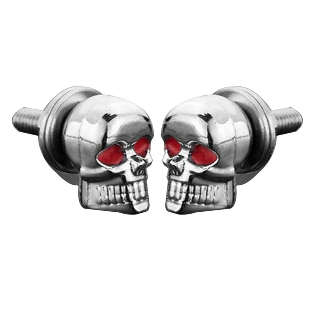 

High Quality A Pair/Set Motorcycle Car Accessories Skull Decoration License Plate Frame Bolts Screw Fastener For Motorcycle