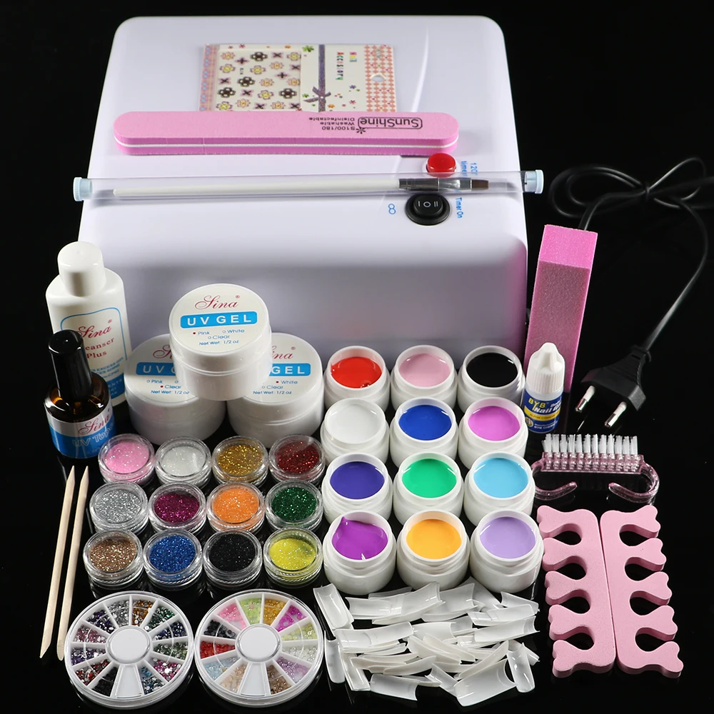 Nic 76 Professional Full Set 12 color UV Gel Kit Brush Nail Art Set