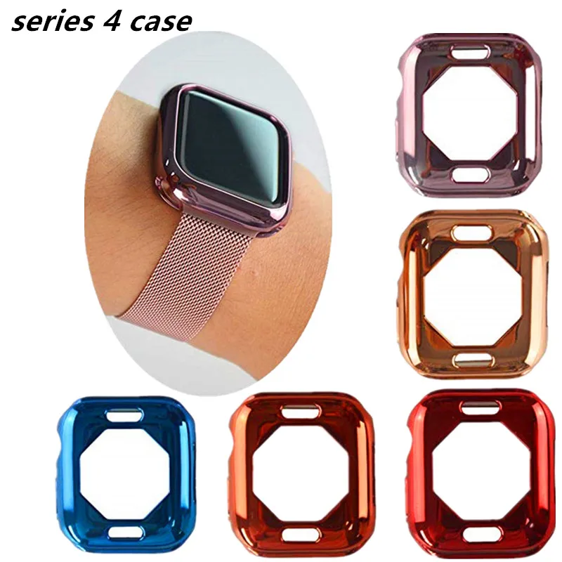 

8 colors Watch Case for iWatch Series 4 Cover Fall Resistance TPU Silicone Case for Apple Watch 44mm 40mm Band Strap Accessories