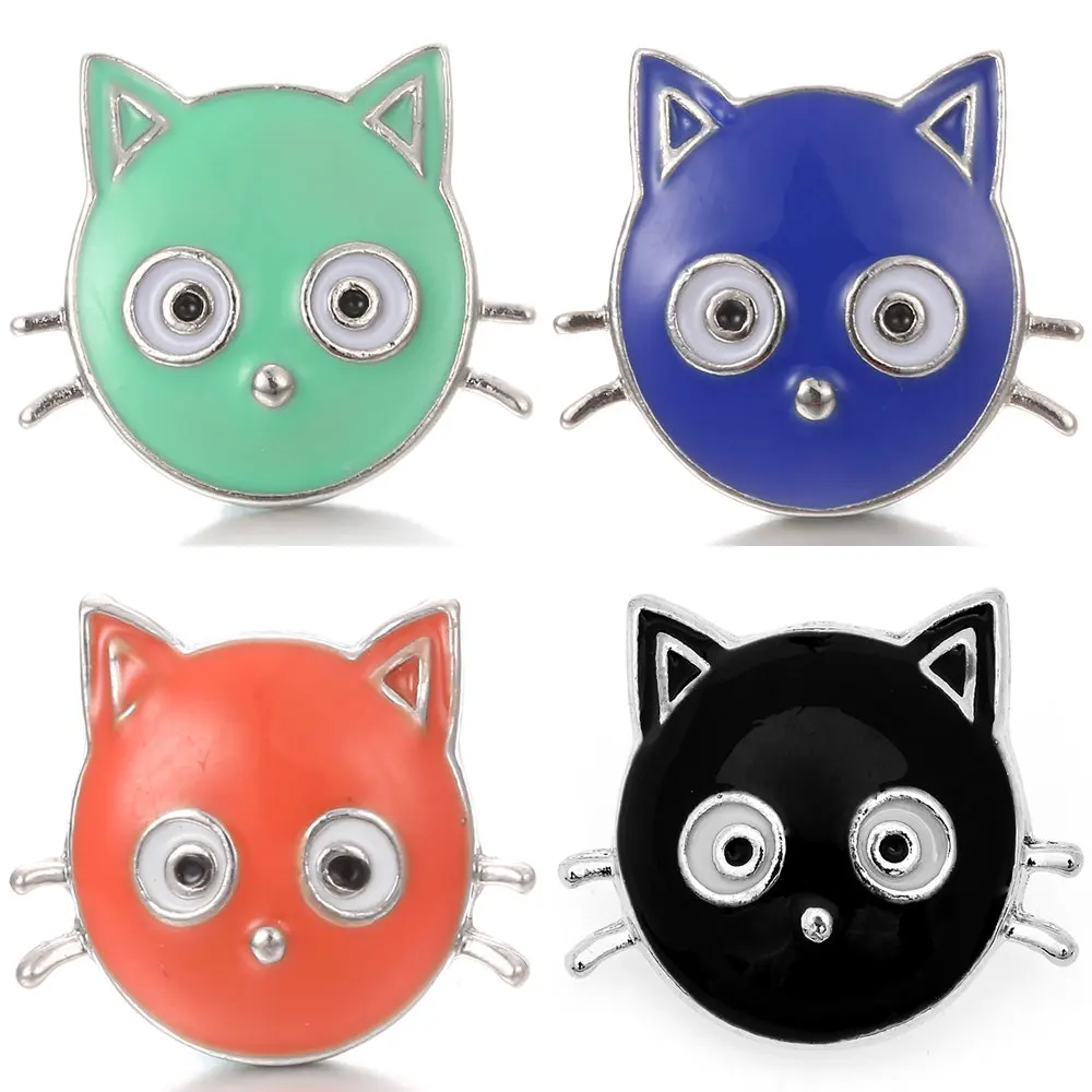 

High Quality 18mm Metal Snap Button Charm enamel cate button Snap Button Jewelry TZ2008