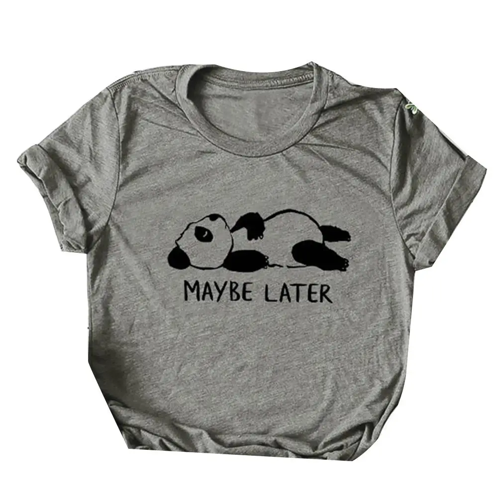 

Cute Cartoon Panda Letter Print Women Plus Size Summer T-Shirt Short Sleeve Top