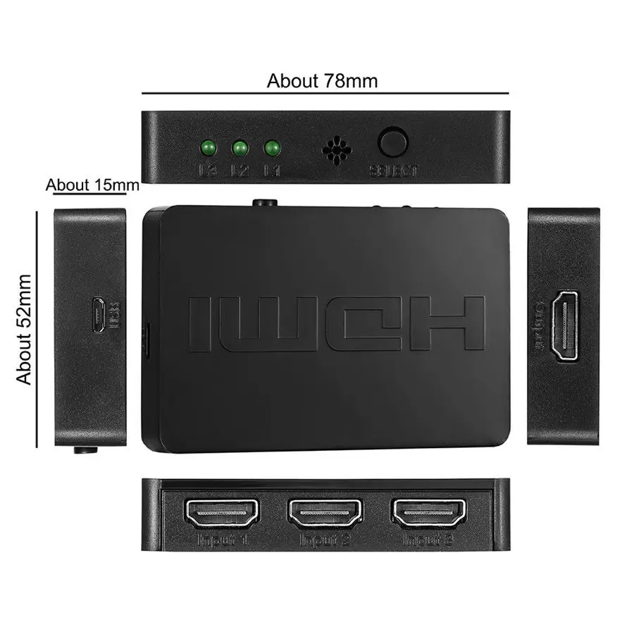 HDMI переключатель сплиттер 3 в 1 порт 1080P 3D видео адаптер для DVD HDTV Xbox PS3 PS4 с
