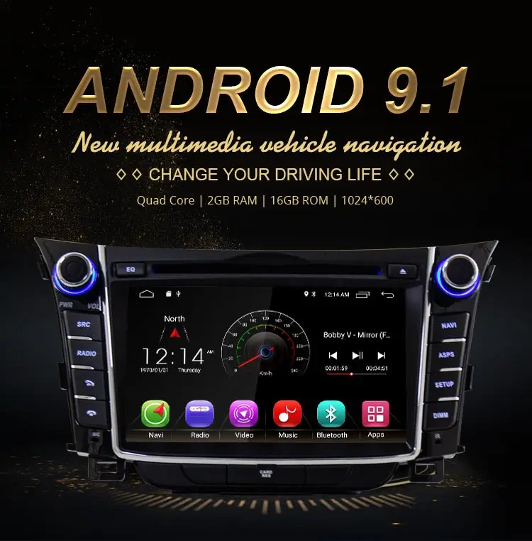 Clearance JDASTON Android 9.1 Car DVD Player For Hyundai I30 Elantra GT 2012-2017 Multimedia GPS Navigation 2 Din Car Radio Audio Stereo 1