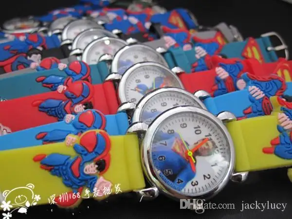

Fashion Cartoon Superman 3D Quartz Wristwatches Kids Silicone China Jewelry Watch For Children Christmas Birthday Gift Free Ship