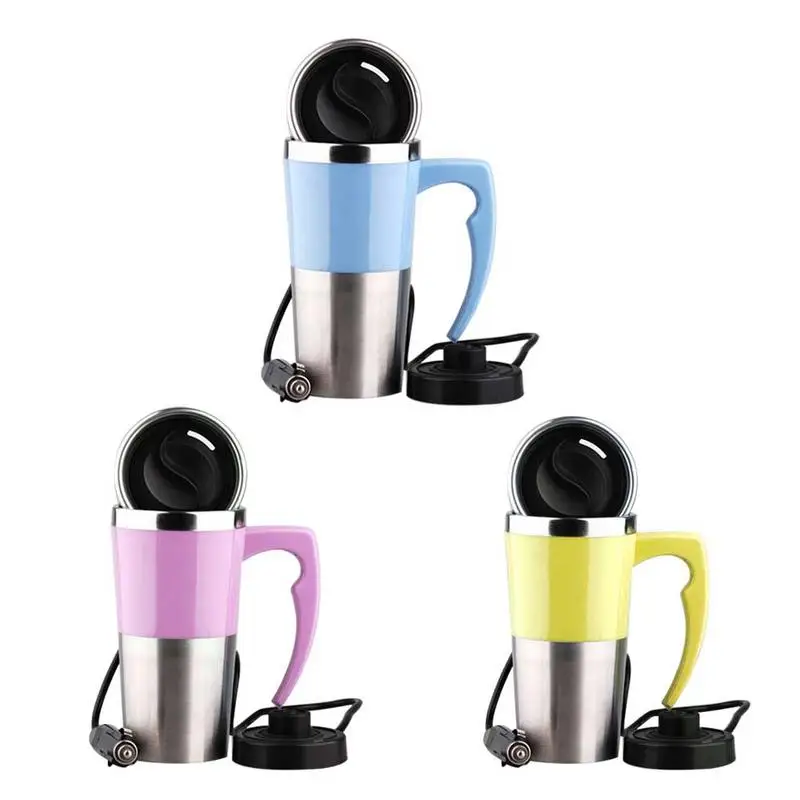 

400ml 12V 4Color Car Mini Car Electric Cup Stainless Steel Kettle Travel Trip Coffee Tea Heated Mug Motor Hot Water For Car Use
