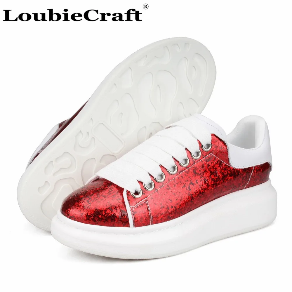 Loubie Craft Patent Red Glitter Sneaker Oversized Platform Shoes lace