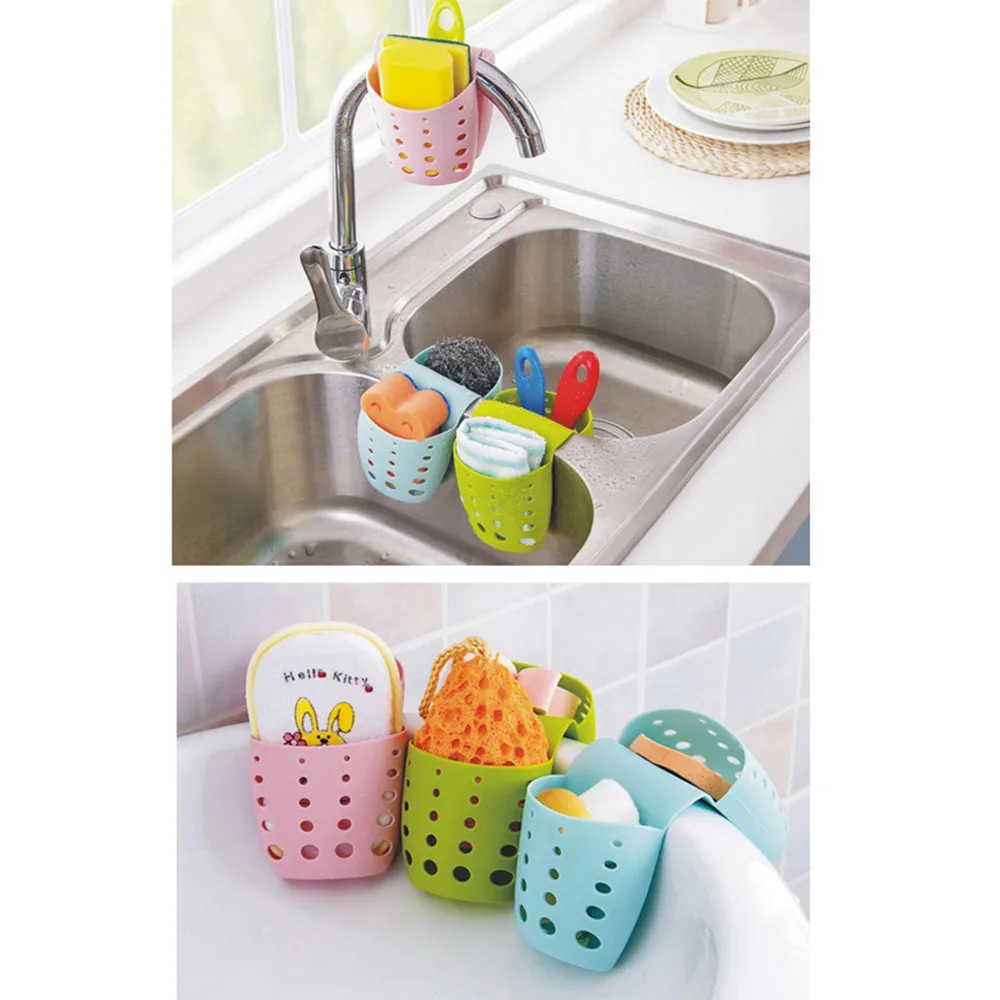 

New Sponge Holder Sink Caddy Soap Silicon Double-sinks Holder For Kitchen Brushes Scrubbers Plastic Storage Baskets 23May 31
