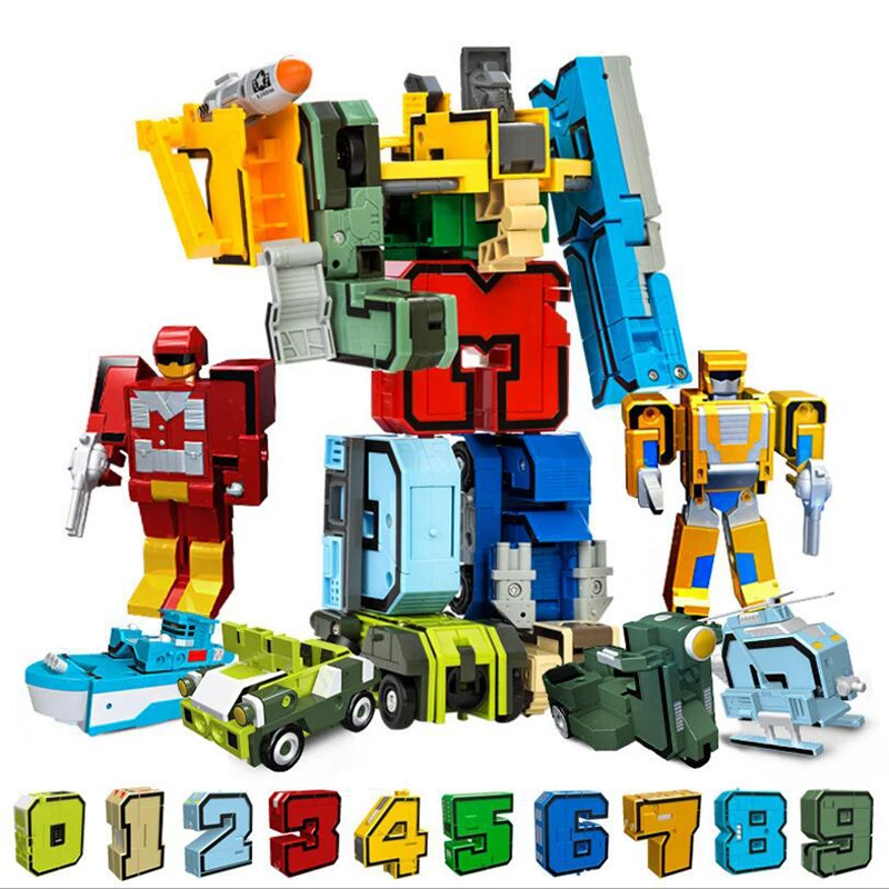 

Creative Blocks Magic Number Transformation Educational Assembly Robot Action Figures Deformed digital robot Toy For Children
