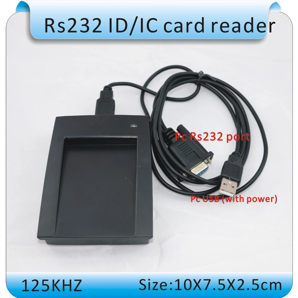 RS232 выходной формат 125 кГц EM4100 RFID Бесконтактный считыватель/считыватель ID карт RS232 prot/9600+ 5 ключевые метки