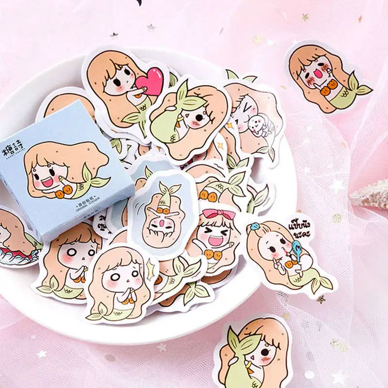 

45 Pcs/box The Little Mermaid Paper Stickers DIY Decoration Diary Scrapbooking Sealing Stationery Stickers