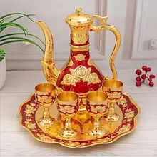 6 шт./компл. европейские декоративные металлические винные наборы графин для виски дистиллятор для самостоятельного изготовления виски с винной коробкой для домашнего бара JJ083