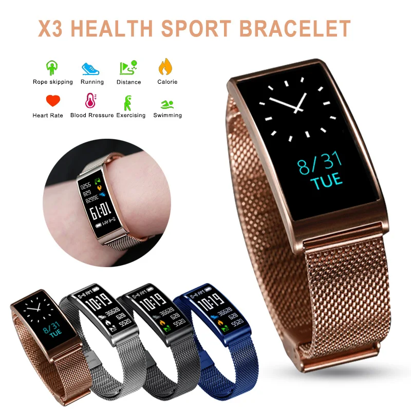 

X3 IP68 Waterproof Smart Fitness Bracelet Pedometer Blood Pressure Smart Wristband Android iOS Fitness Tracker Smartband
