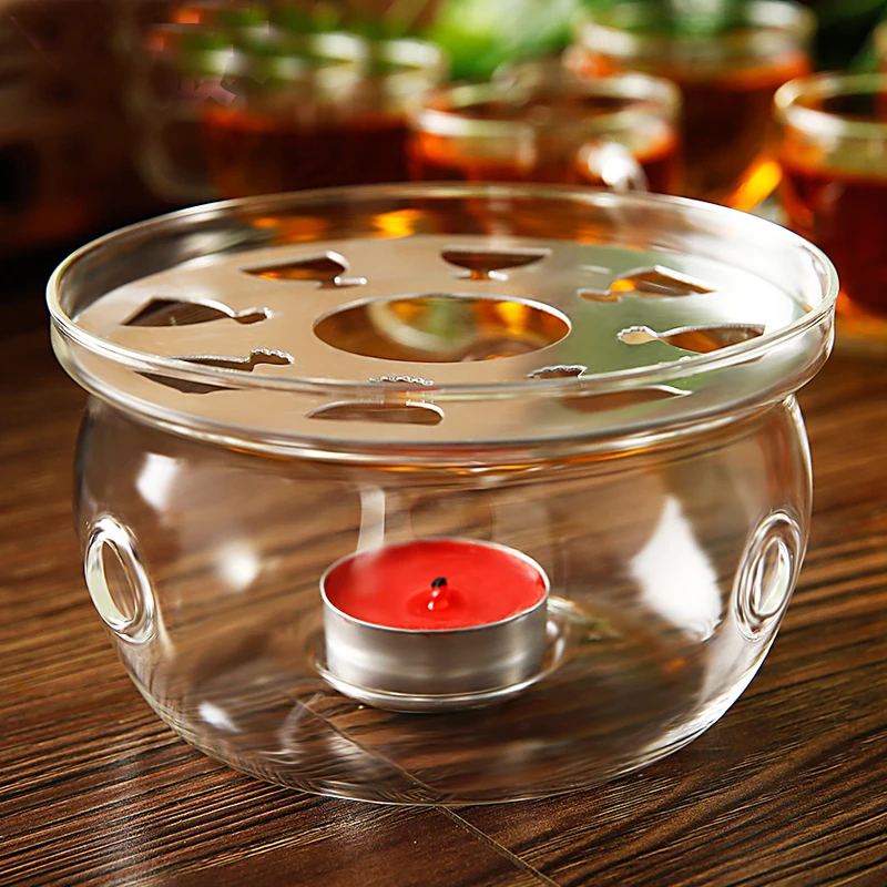 Heat Resisting Glass Round Shape Teapot Coffee Water Tea Pot Warmer Base Teapot Heater Glass Round