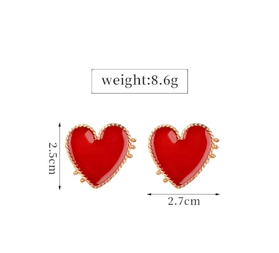 Винтажные богемные красные серьги в форме сердца для женщин, золотые панк свисающие серьги с бриллиантами, массивные серьги, ювелирные изделия, вечерние, подарок