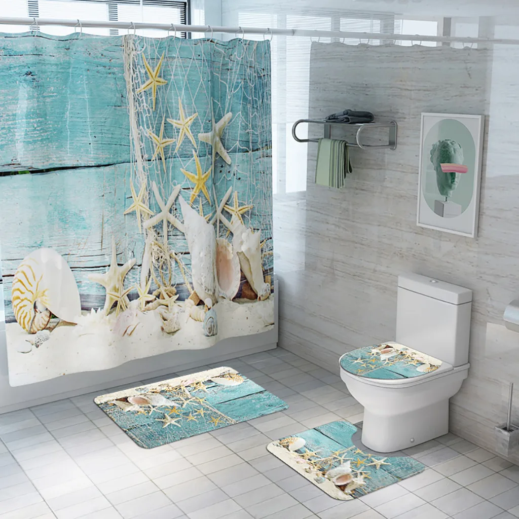 4PCS Non Slip Toilet Polyester Cover Mat Set absorption Shower Bath Curtain Toilet WC Rugs Shower Room Accessories 2019 New 4PCS Non Slip Toilet Polyester Cover Mat Set absorption Shower Bath Curtain Toilet WC Rugs Shower Room Accessories 2019 New