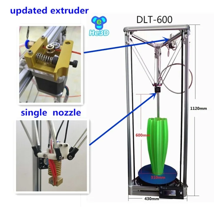 He3D Auto leveling DLT 600 large size printer, delta 3d printer kit ... - He3D Auto Leveling DLT 600 Large Size Printer Delta 3D Printer Kit 280mm 600mm