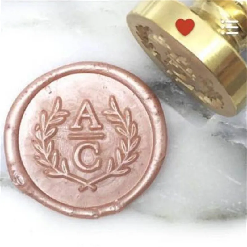 

Wax Seal Stamp Personalized Wedding Monogram Custom Initials Olive Branch Wreath two letter Customsealing wax stamp box set