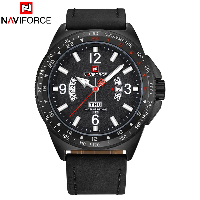 NAVIFORCE Лидирующий бренд Мужские часы новейшая мода мужские кварцевые кожаный