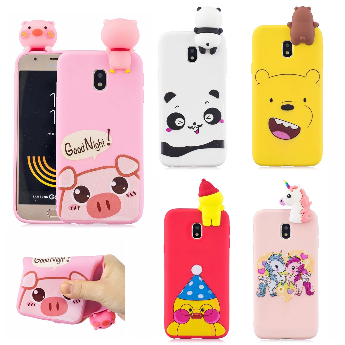 

3D Animal Pattern Unicorn Panda Bear Cat Soft Silicone Back Case Cover for Samsung Galaxy J3 J5 J7 2017 J330f J730f J530f Case