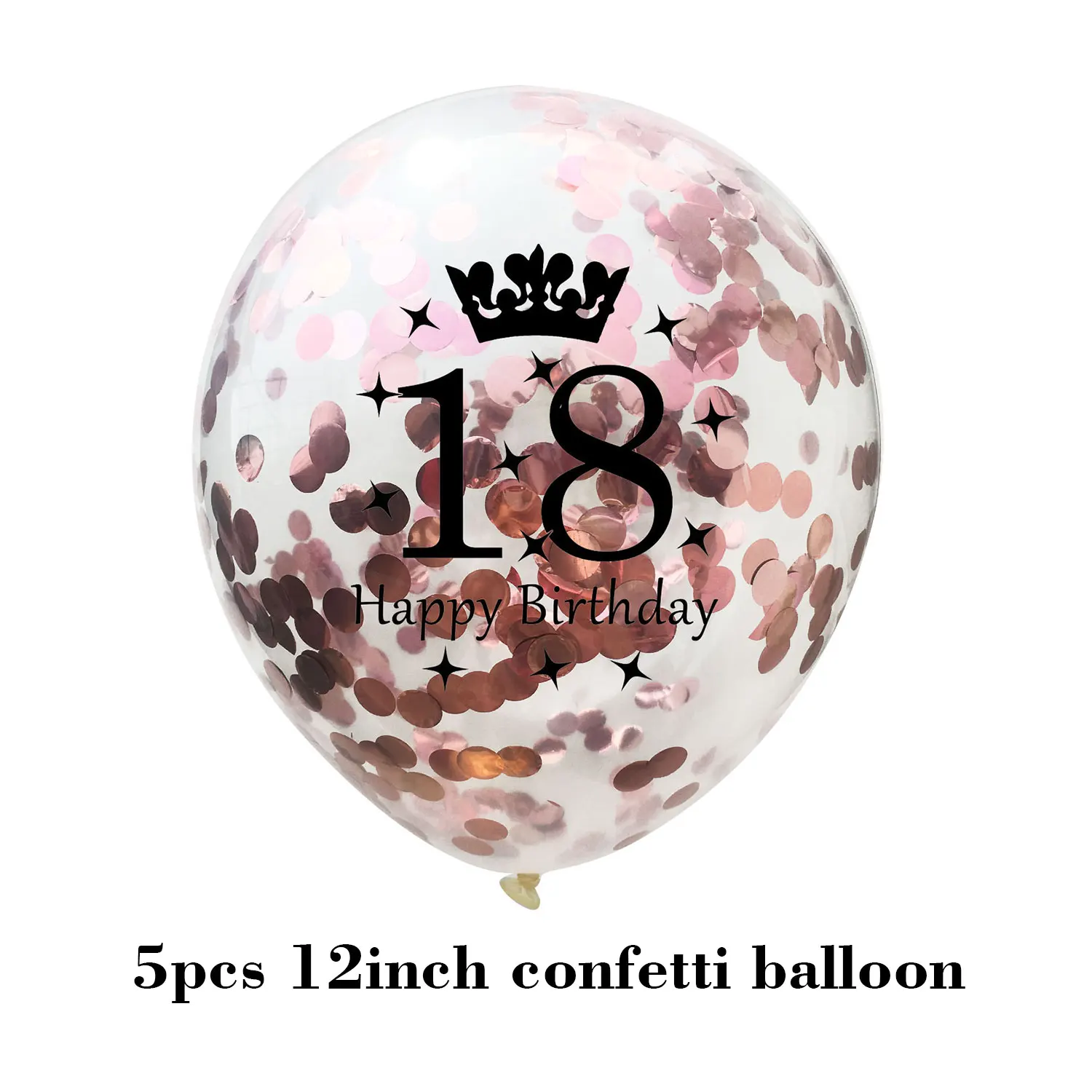 Happy Birthday Confetti Balloon Number Balloon Adult Birthday Cake Topper Gift Sticker For 16 18 21 30 40 50 60 Years Decoration - Цвет: 18 rose gold balloon