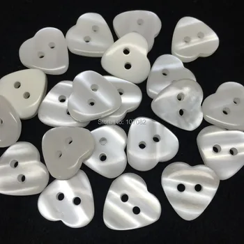

100pcs 15mm Pearl White Heart Buttons Resin 2 Holes Sewing Accessories Button Scrapbooking Cardmaking Embellishments