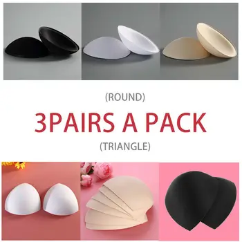 

3 Pairs Women Boobs Enhancer Triangle Inserts Pads Cup Bra Sponge Breast Forms Fake Boobs For Crossdresser Bikini Swimsuit Sport