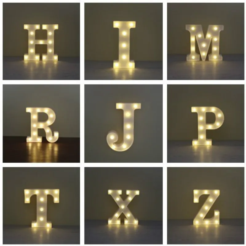 Letras de madera Lámpara de Luz Nocturna de La Batería Iluminado Letras 3D Led Luminaria de