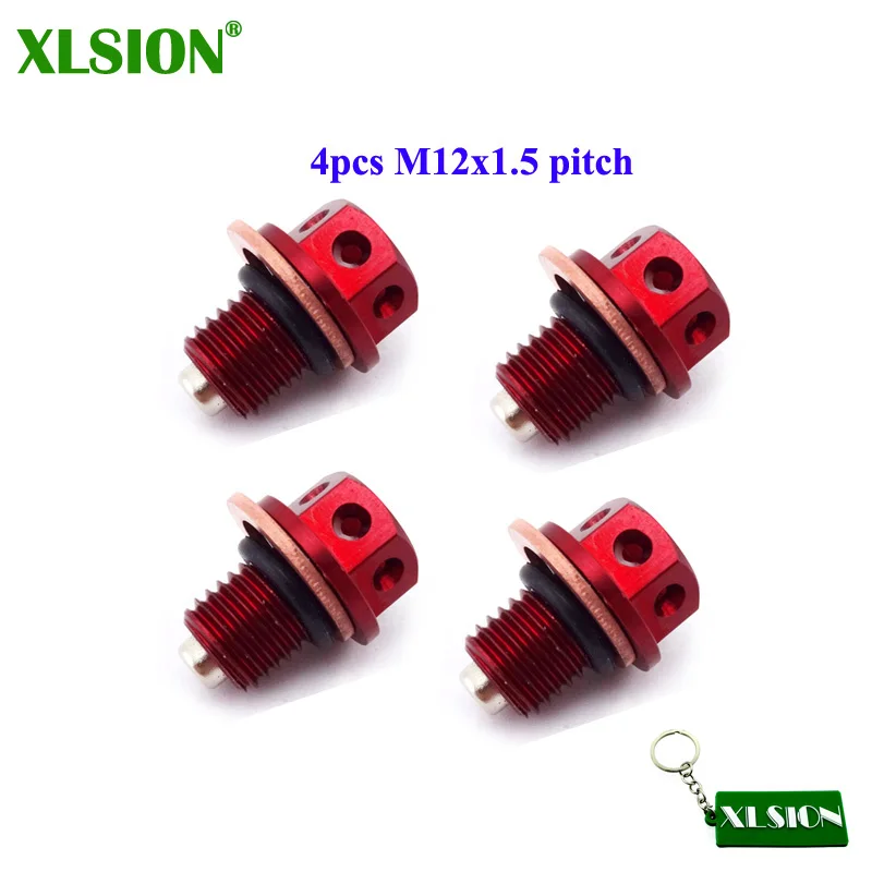 XLSION 4 шт. M12x1.5 красный масла магнитного стока болт разъем для китайский двигателя 50cc-160cc Lifan YX Loncin Пит Байк