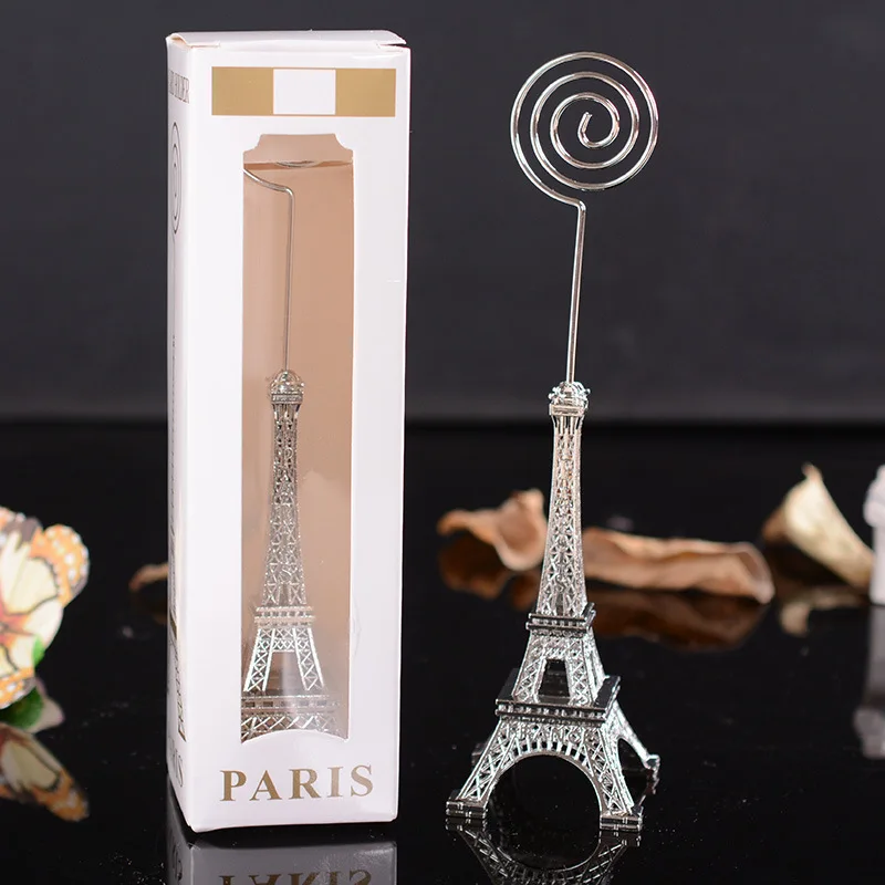 Парижская башня доска для сообщений клип место/Имя/фото/визитница Свадебные украшения на день рождения