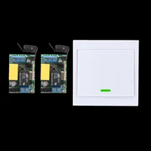 Smart Home 220V Ceiling Lamp Light LED Bulb Remote Control Switch Wireless Wall Pannel Transmitter With 2PCS Mini RF Receiver