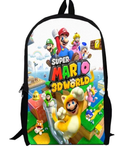 16 Inch Cartoon Super Mario Bros Sonic Kids Backpack Boys Girls School Bags Daily Children Bookbag Shoulder Backpacks Mochila